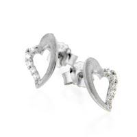 Ohrstecker Silber 925 rhodiniert (Herz)