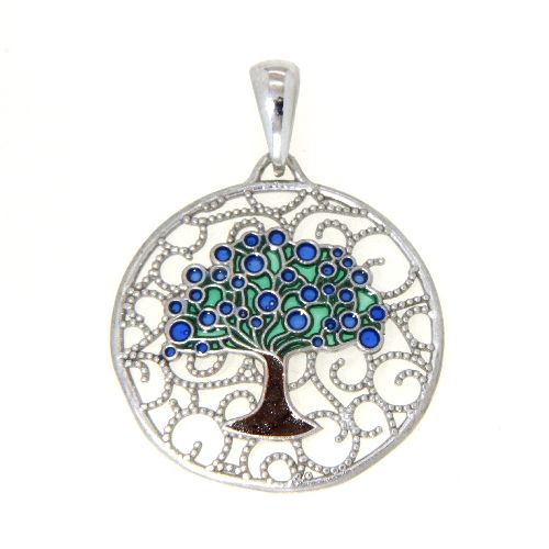 Anhänger Silber 925 rhodiniert &amp; emailliert Lebensbaum