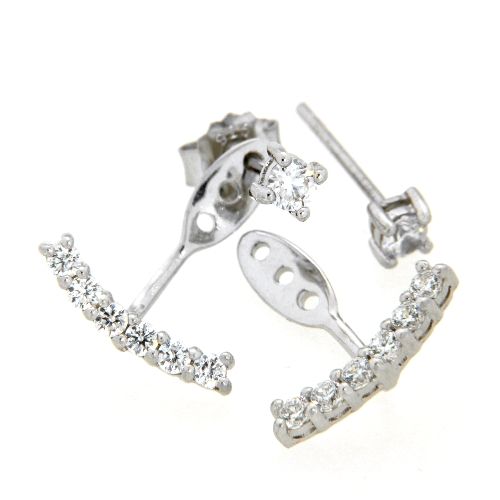 Ohrstecker Silber 925 rhodiniert vorn+hinten