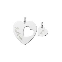 Names4ever Anhänger-Set Silber 925 Mutter und Tochter Herzen mit Name und Initial