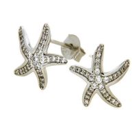 Ohrstecker Silber 925 rhodiniert Seestern Zirkonia