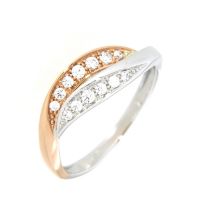 Ring Rotgold 333 und Weißgold 333 Weite 60 Zirkonia