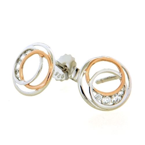 Ohrstecker Silber 925 rhodiniert &amp; rosé vergoldet Zirkonia