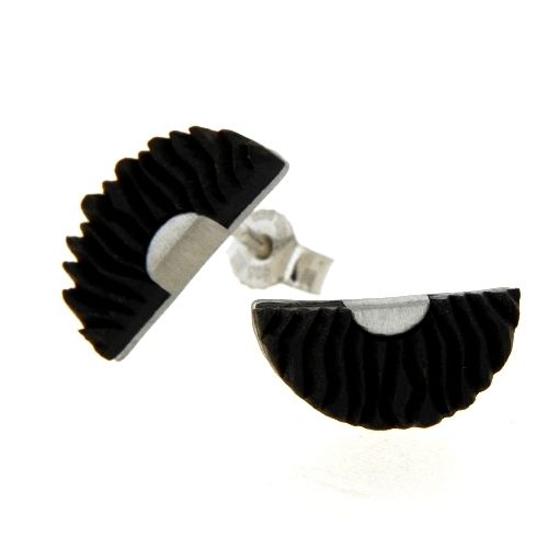 Ohrstecker Silber 925 rhodiniert Ebenholz