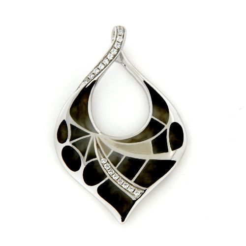 Anhänger Silber 925 rhodiniert Emaille Zirkonia