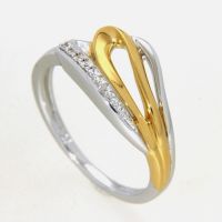 Ring Silber 925 rhodiniert und gelb vergoldet Weite 56