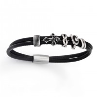 AMEN Armband 19,5 cm Leder BR302-M