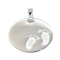 Gravurplatte Silber 925 rhodiniert Babyfüßchen 20,6mm x 16,5mm