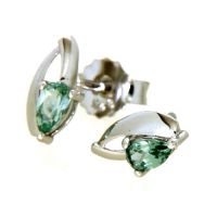 Ohrstecker Silber 925 rhodiniert synthetischer grüner Spinell