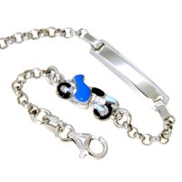 Identitäts-Armband Silber 925 rhodiniert 12+2 cm Motorrad 