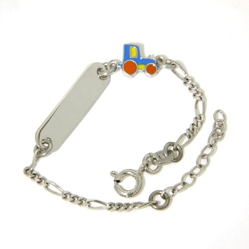 Identitäts-Armband Silber 925 rhodiniert 12 + 2 cm Traktor