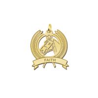 Names4ever Anhänger Gold 585 Pferde Schmuck mit Siegerkranz und Gravur