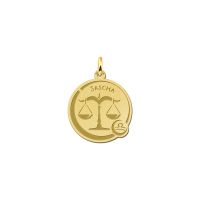 Names4ever Anhänger Gold 585 Sternzeichen rund Waage