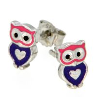 Ohrstecker Silber 925 rhodiniert Eule 