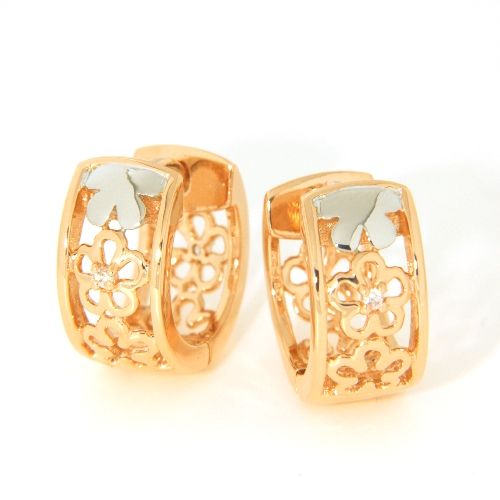 Scharniercreolen Silber 925 rosé vergoldet &amp; rhodiniert