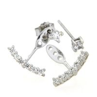 Ohrstecker Silber 925 rhodiniert vorn+hinten