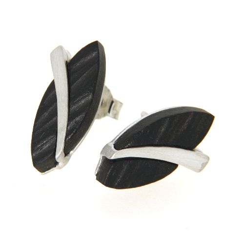 Ohrstecker Silber 925 rhodiniert Ebenholz