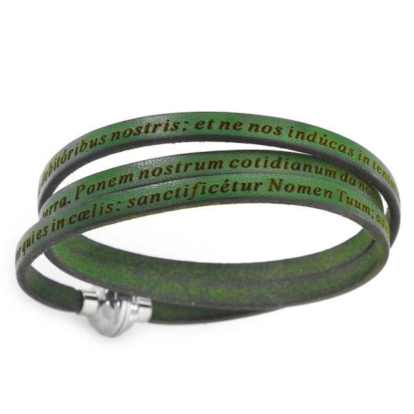AMEN Armband 60 cm Leder grün VATER UNSER Latein PNLA21-60