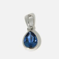 Anhänger Silber 925 rhodiniert Tropfen Zirkonia -hellblau