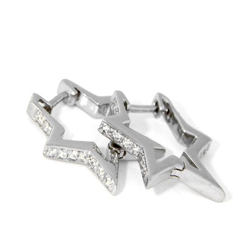 Scharniercreolen Silber 925 rhodiniert Sternform Zirkonia