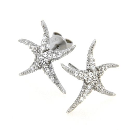 Ohrstecker Silber 925 rhodiniert Seestern