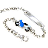 Identitäts-Armband Silber 925 rhodiniert 14+2 cm Motorrad 