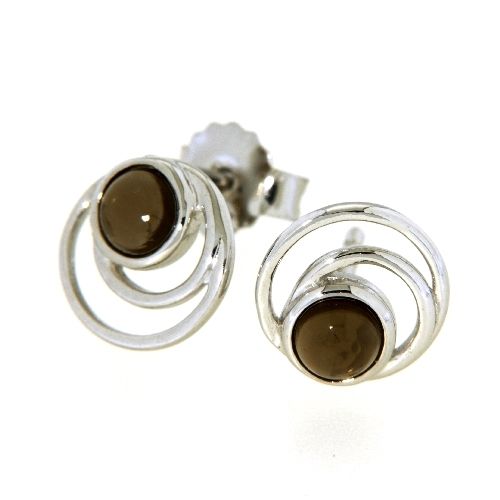 Ohrstecker Silber 925 rhodiniert Rauchquarz