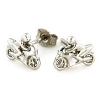 Ohrstecker Silber 925 rhodiniert Motorrad 