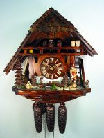 August Schwer Kuckucksuhr 8T Holzhauerhaus 41 cm 5.8891.01.P