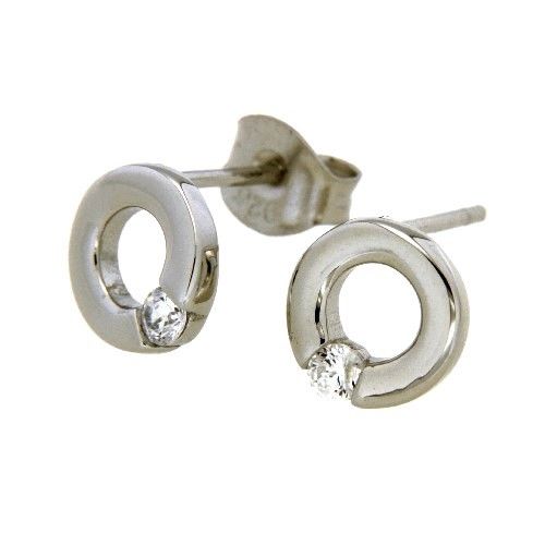 Ohrstecker Silber 925 rhodiniert Zirkonia