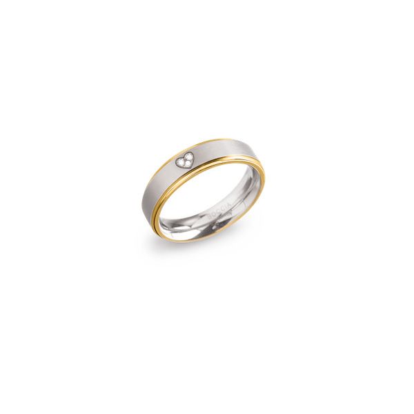 Boccia Titanium Ring bicolor Brillant Herz 0134-0672 Größe 72