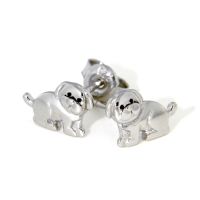 Ohrstecker Silber 925 rhodiniert Hund 