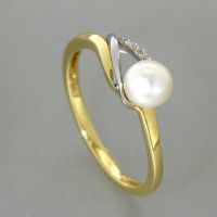 Ring Gold 333 bicolor Weite 60 Zirkonia Süßwasserperle