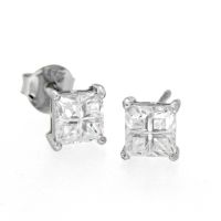 Ohrstecker Silber 925 rhodiniert 6x6 Backham 