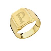 Names4ever Siegelring Gold 585 Herren achteckig mit Initialen GZR7042