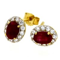 Ohrstecker Gold 333 Zirkonia und Rubin