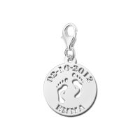 Names4ever Charm Silber 925 Baby Füßchen mit Namen und Datum ZNB26