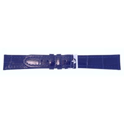 Uhrarmband Leder 18mm dunkelblau Edelstahlschließe