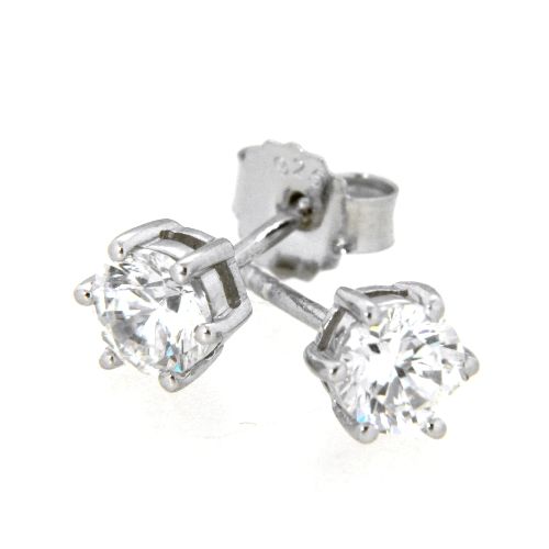 Ohrstecker Silber 925 rhodiniert Zirkonia 6mm