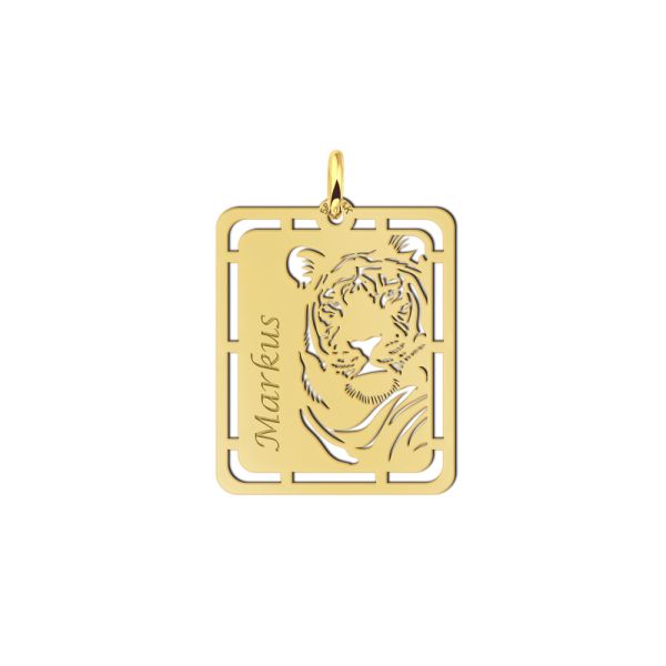 Names4ever Namensanhänger Gold 585 Tiger mit Gravur