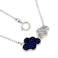 Kette mit Mittelteil 925 rhodiniert 42 cm + 3 cm Wolken