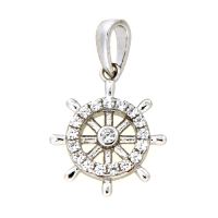 Anhänger Silber 925 rhodiniert Zirkonia Steuerrad 