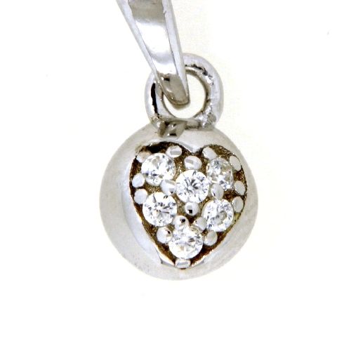 Anhänger Silber 925 rhodiniert Zirkonia Kugel mit Herz