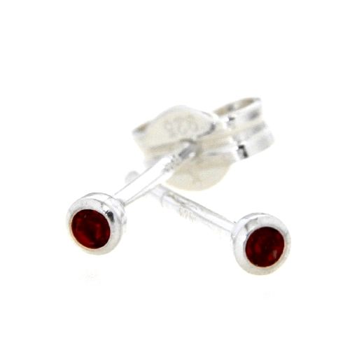 Ohrstecker Silber 925 Glas rot 2mm