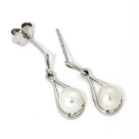 Ohrpendel Silber 925 rhodiniert Süßwasserperle Zirkonia 