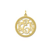 Names4ever Anhänger Gold 585 rund Monogramm mit Verzierung 25 mm