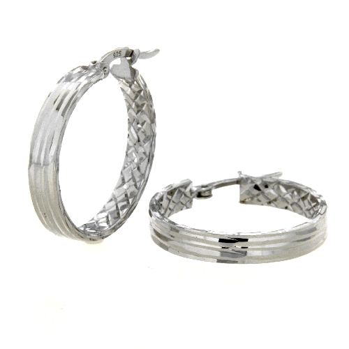 Creolen Silber 925 rhodiniert &amp; diamantiert