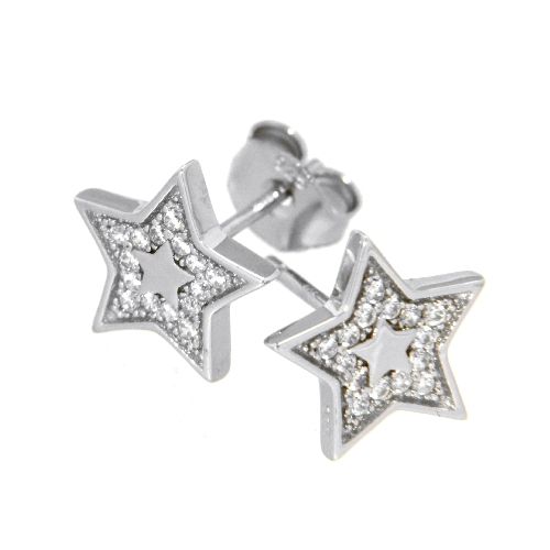 Ohrstecker Silber 925 rhodiniert Stern