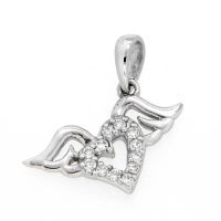 Herzanhänger Silber 925 rhodiniert mit Flügel 