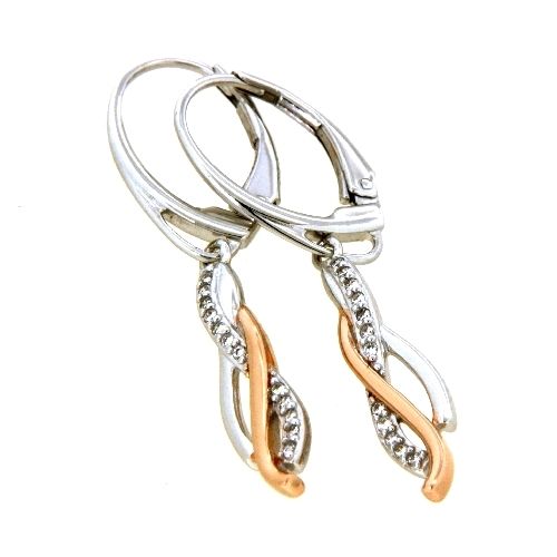 Ohrpendel Silber 925 rhodiniert und rosé vergoldet Zirkonia